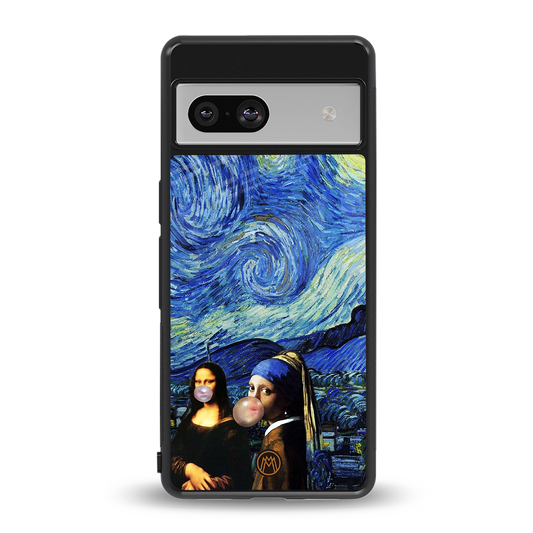 mona lisa starry night back phone cover | glass case for Google Pixel 7