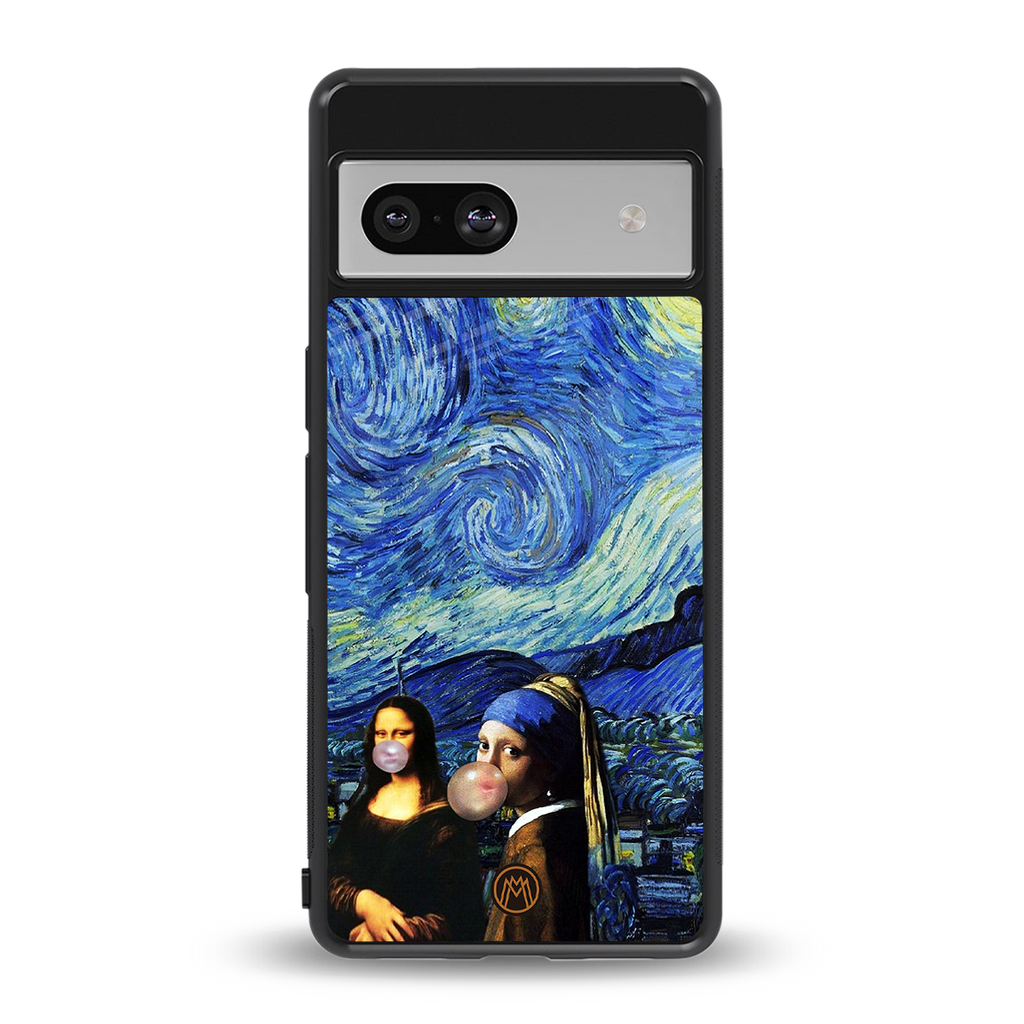 mona lisa starry night back phone cover | glass case for Google Pixel 7A