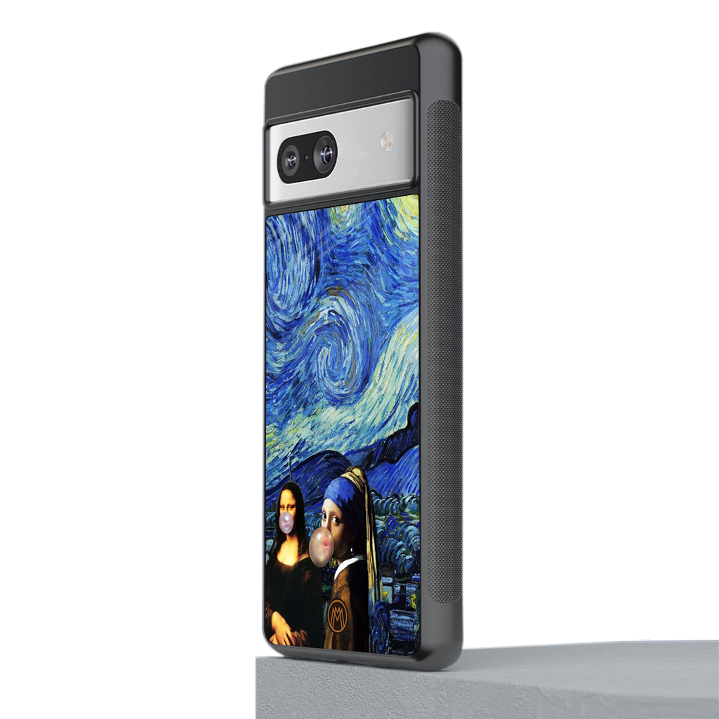 mona lisa starry night back phone cover | glass case for Google Pixel 7A