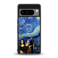 mona lisa starry night back phone cover | glass case for google pixel 8 pro