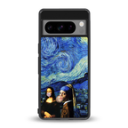 mona lisa starry night back phone cover | glass case for google pixel 8 pro