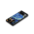 mona lisa starry night back phone cover | glass case for google pixel 8 pro