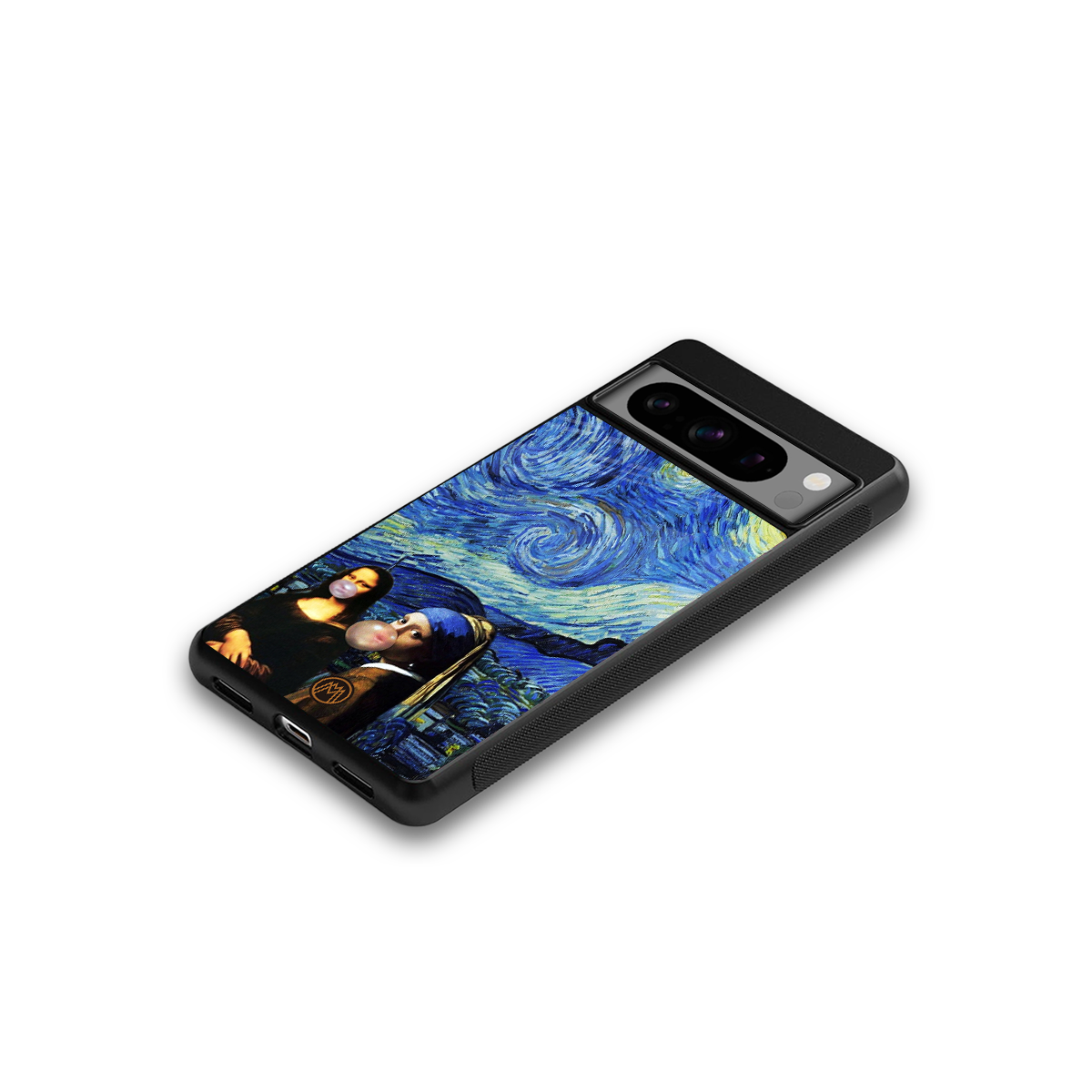 mona lisa starry night back phone cover | glass case for google pixel 8 pro