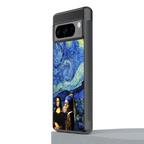 mona lisa starry night back phone cover | glass case for google pixel 8 pro