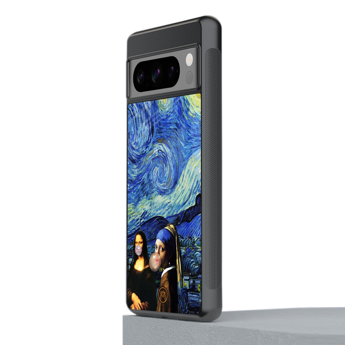 mona lisa starry night back phone cover | glass case for google pixel 8 pro