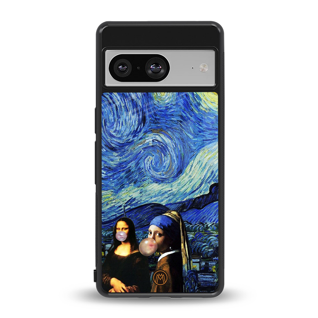 mona lisa starry night back phone cover | glass case for Google Pixel 8
