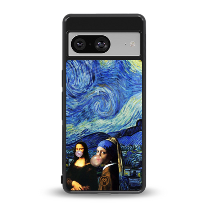 mona lisa starry night back phone cover | glass case for Google Pixel 8