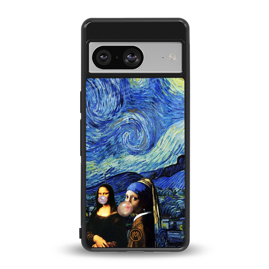 mona lisa starry night back phone cover | glass case for Google Pixel 8