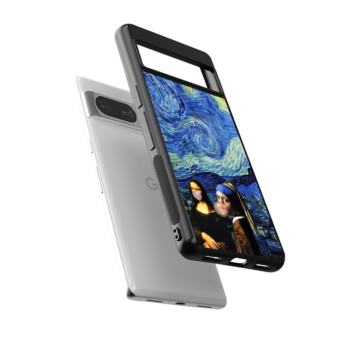 mona lisa starry night back phone cover | glass case for Google Pixel 8