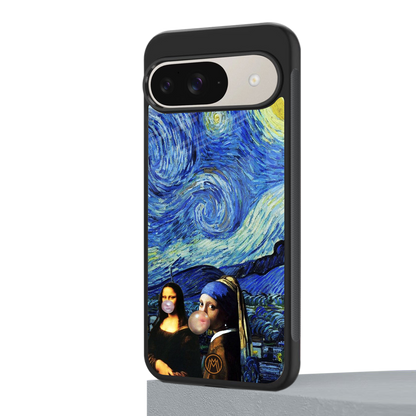mona lisa starry night back phone cover | glass case for google pixel 9