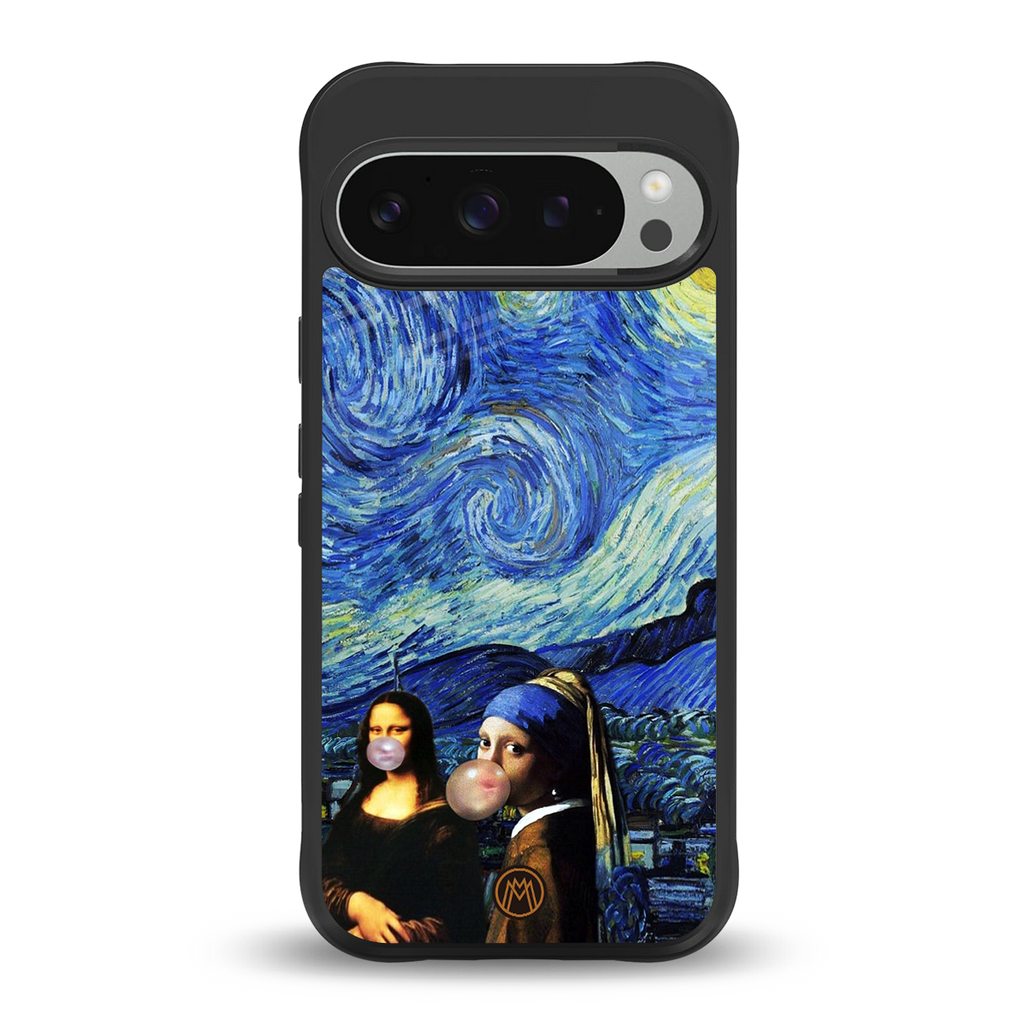 mona lisa starry night back phone cover | glass case for google pixel 9 pro