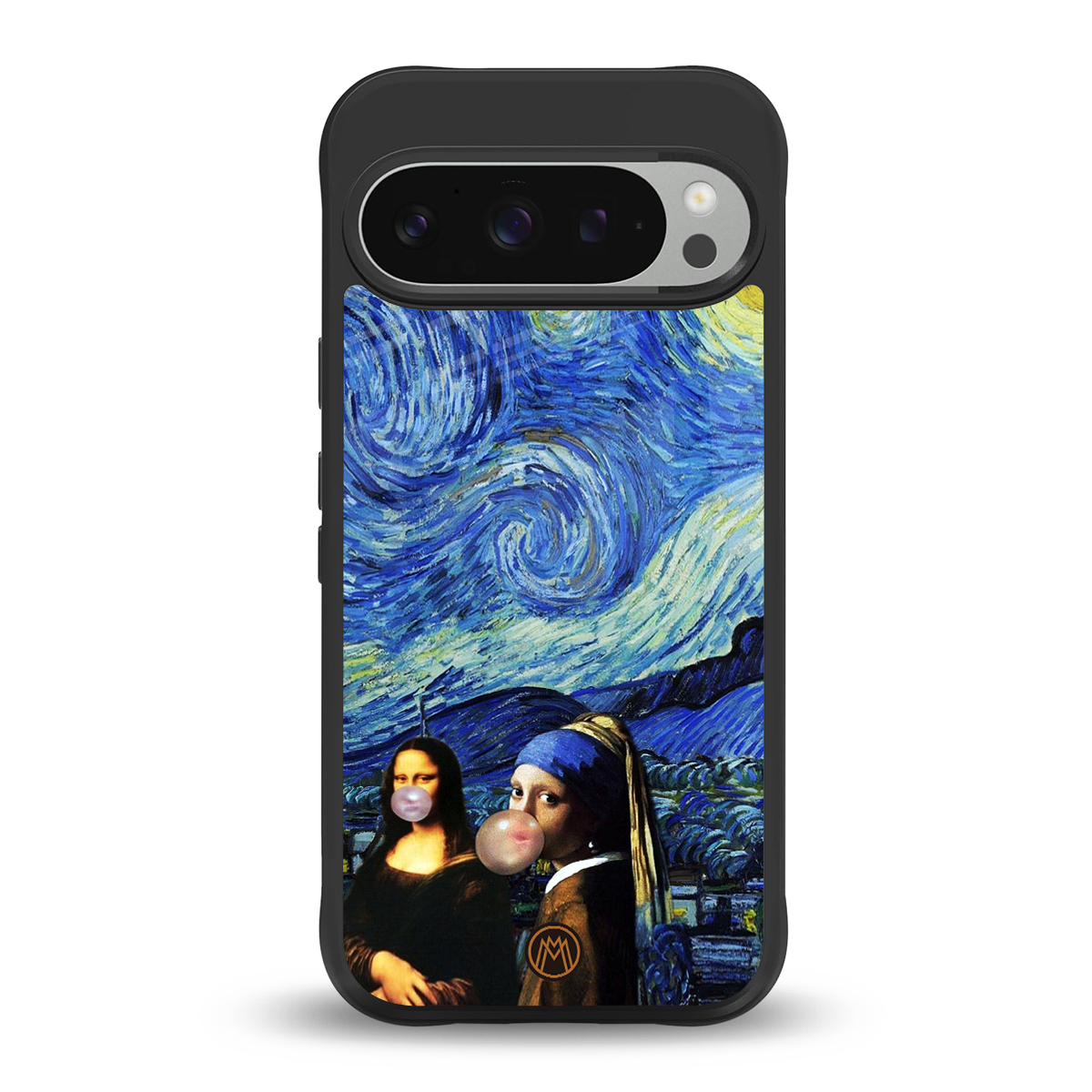 mona lisa starry night back phone cover | glass case for google pixel 9 pro xl