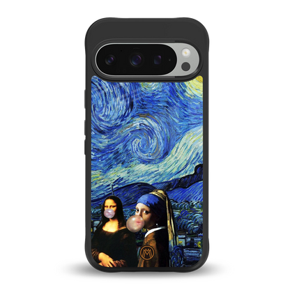 mona lisa starry night back phone cover | glass case for google pixel 9 pro xl