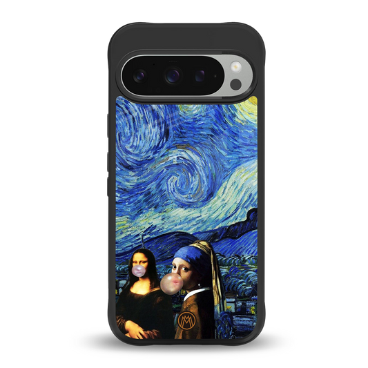 mona lisa starry night back phone cover | glass case for google pixel 9 pro xl