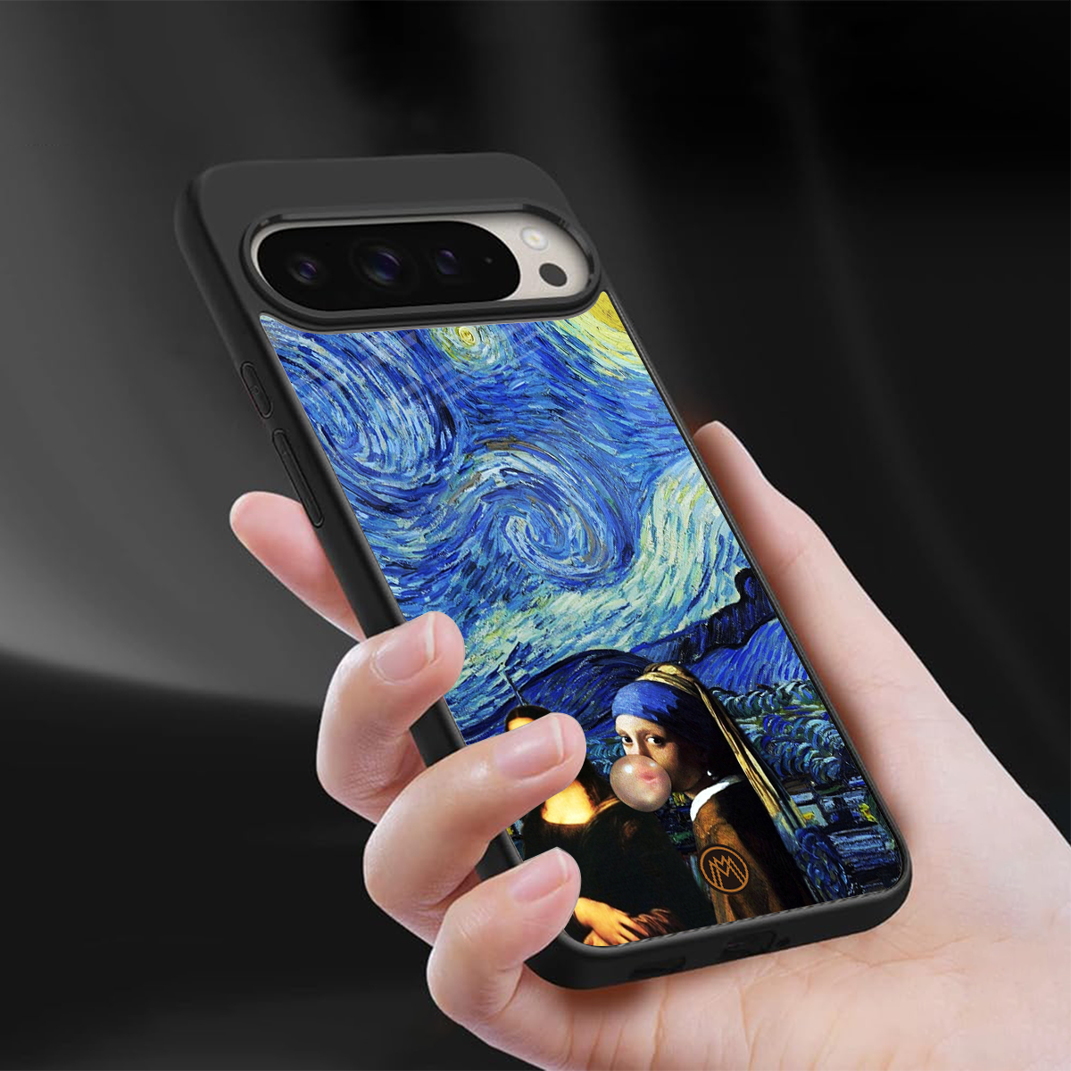 mona lisa starry night back phone cover | glass case for google pixel 9 pro