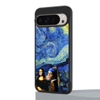 mona lisa starry night back phone cover | glass case for google pixel 9 pro