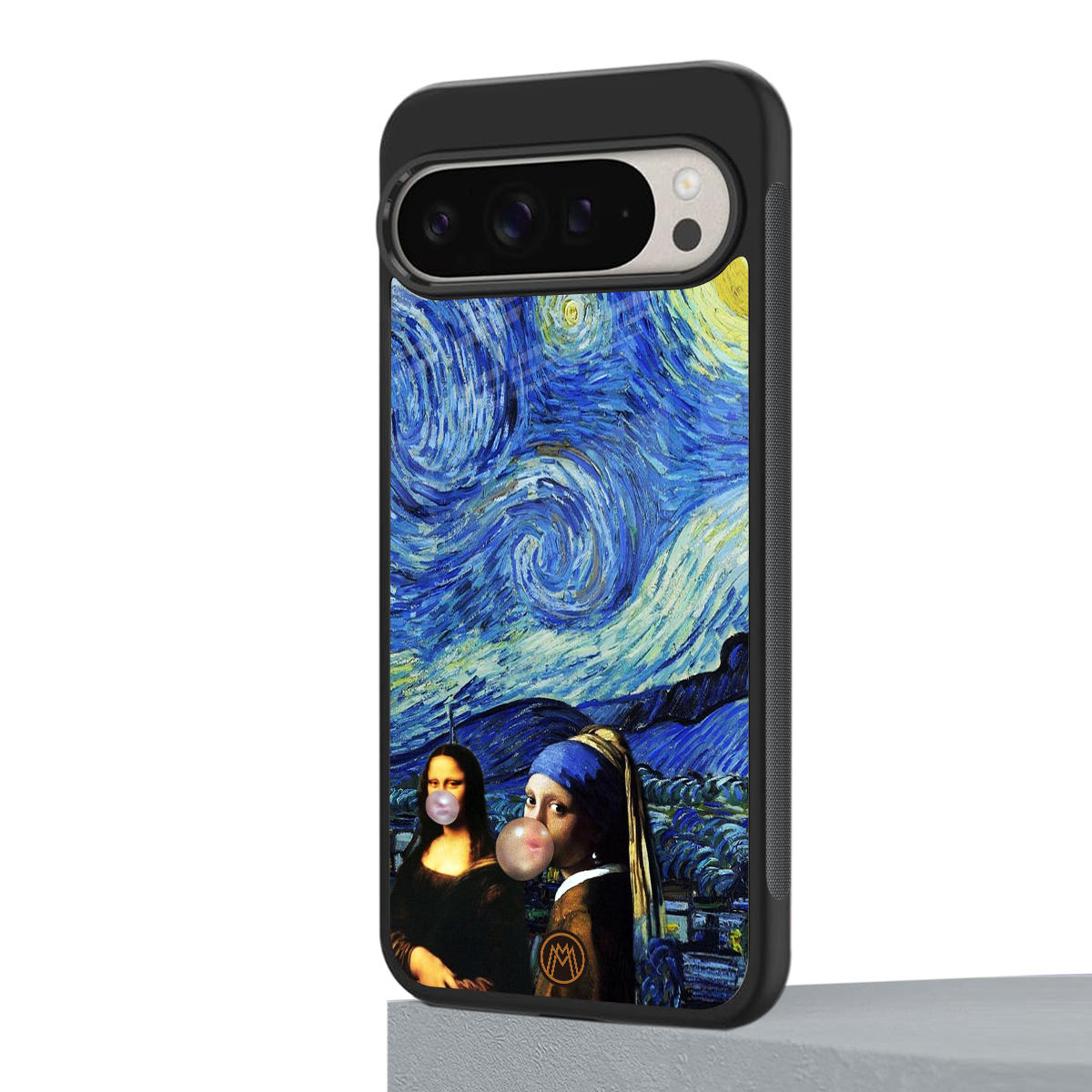 mona lisa starry night back phone cover | glass case for google pixel 9 pro