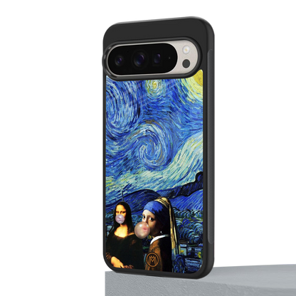 mona lisa starry night back phone cover | glass case for google pixel 9 pro