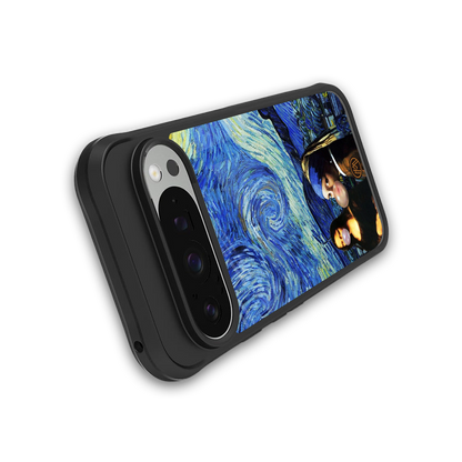 mona lisa starry night back phone cover | glass case for google pixel 9 pro