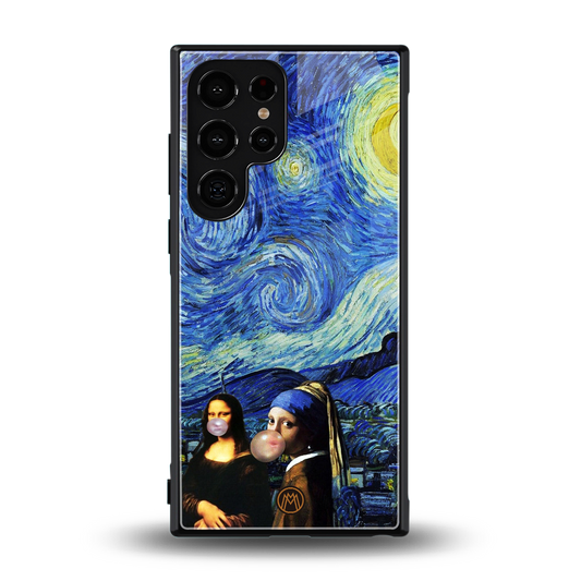 mona lisa starry night back phone cover | glass case for samsung galaxy s24 ultra