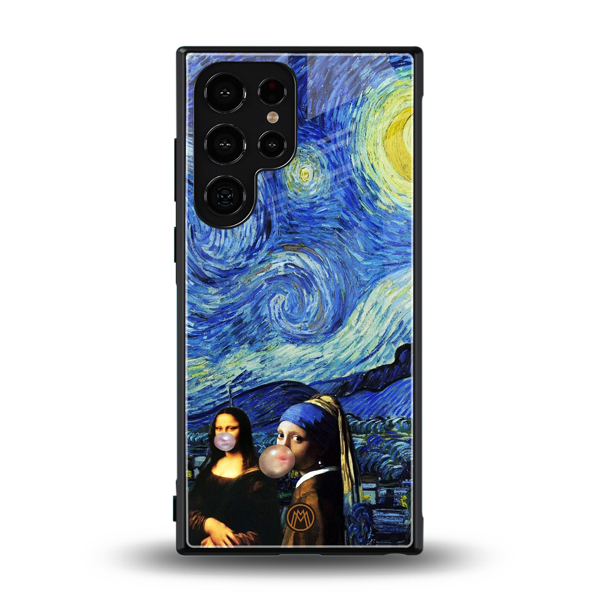 mona lisa starry night back phone cover | glass case for samsung galaxy s23 ultra
