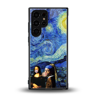 mona lisa starry night back phone cover | glass case for samsung galaxy s23 ultra