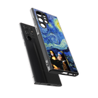 mona lisa starry night back phone cover | glass case for samsung galaxy s23 ultra