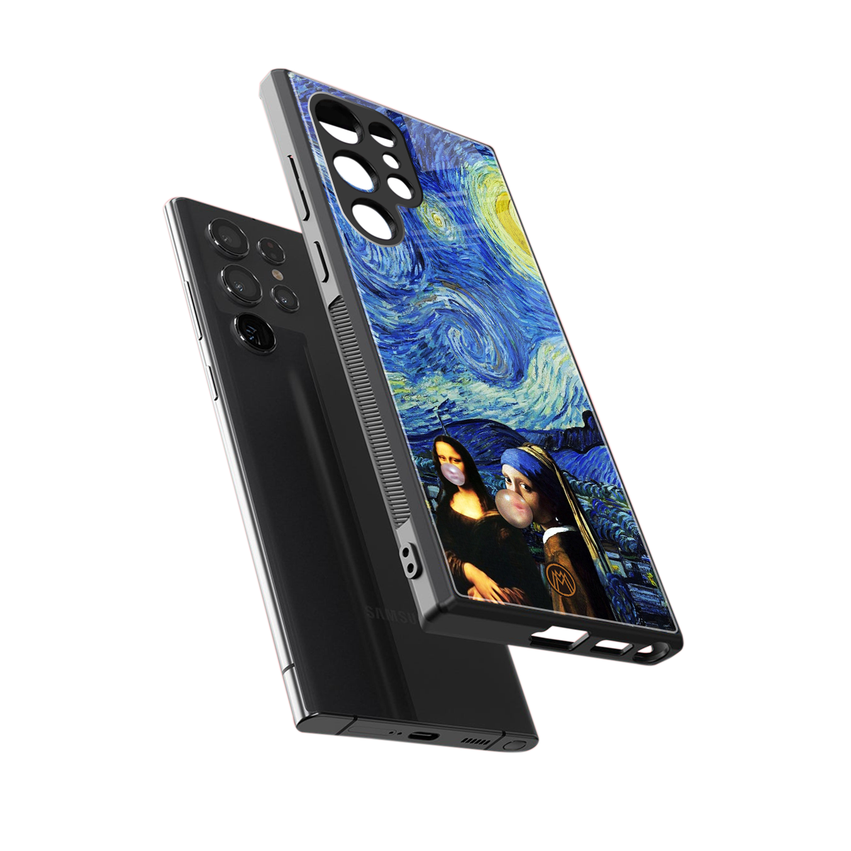 mona lisa starry night back phone cover | glass case for samsung galaxy s23 ultra