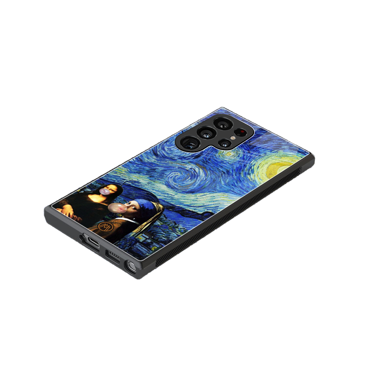 mona lisa starry night back phone cover | glass case for samsung galaxy s23 ultra