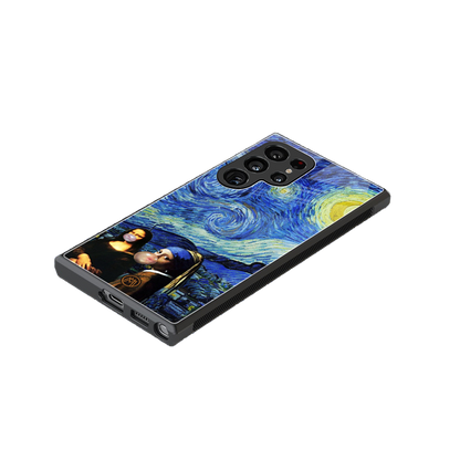 mona lisa starry night back phone cover | glass case for samsung galaxy s23 ultra