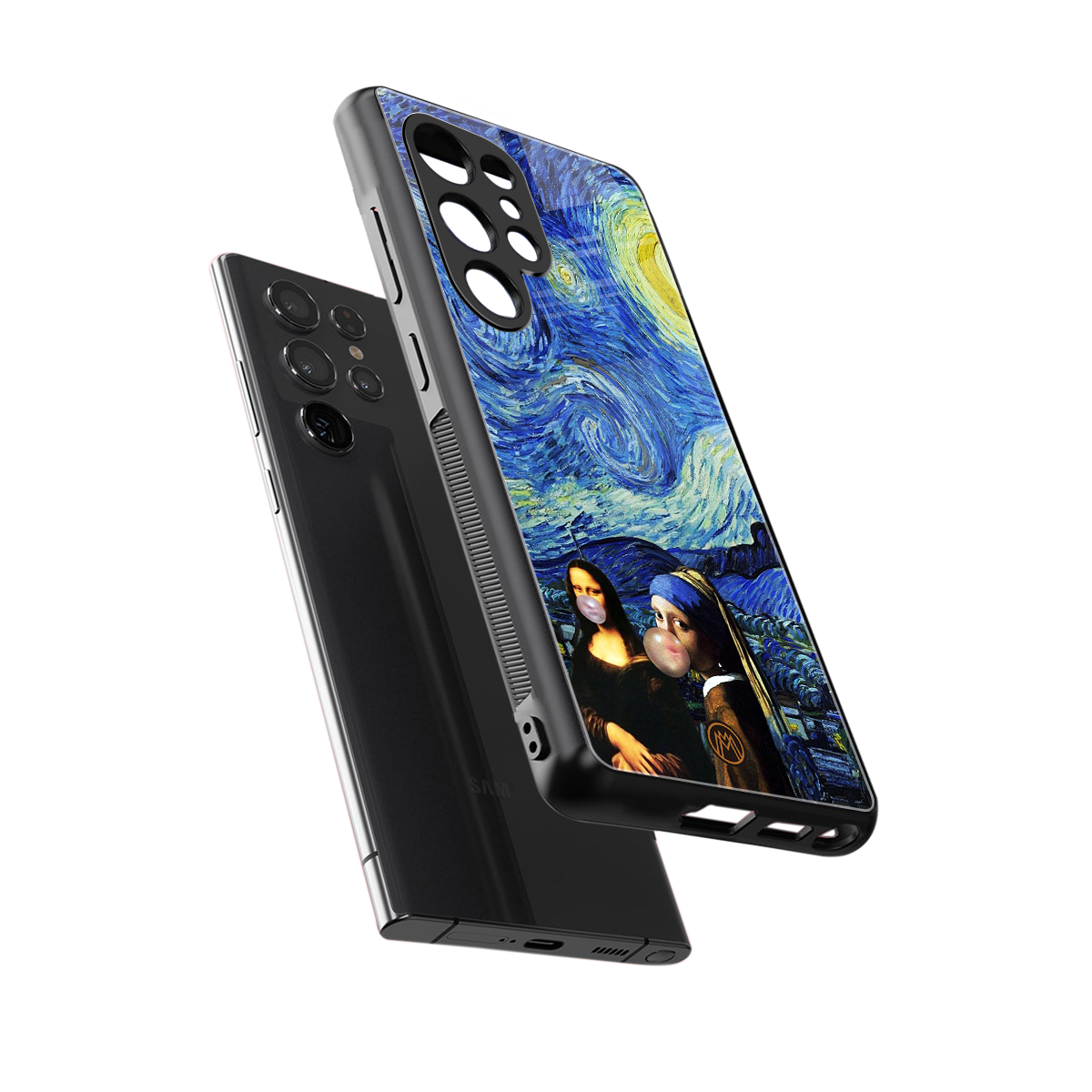 mona lisa starry night back phone cover | glass case for samsung galaxy s25 ultra