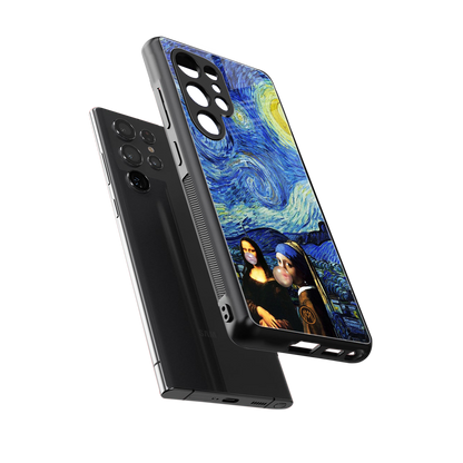 mona lisa starry night back phone cover | glass case for samsung galaxy s25 ultra