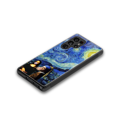 mona lisa starry night back phone cover | glass case for samsung galaxy s25 ultra