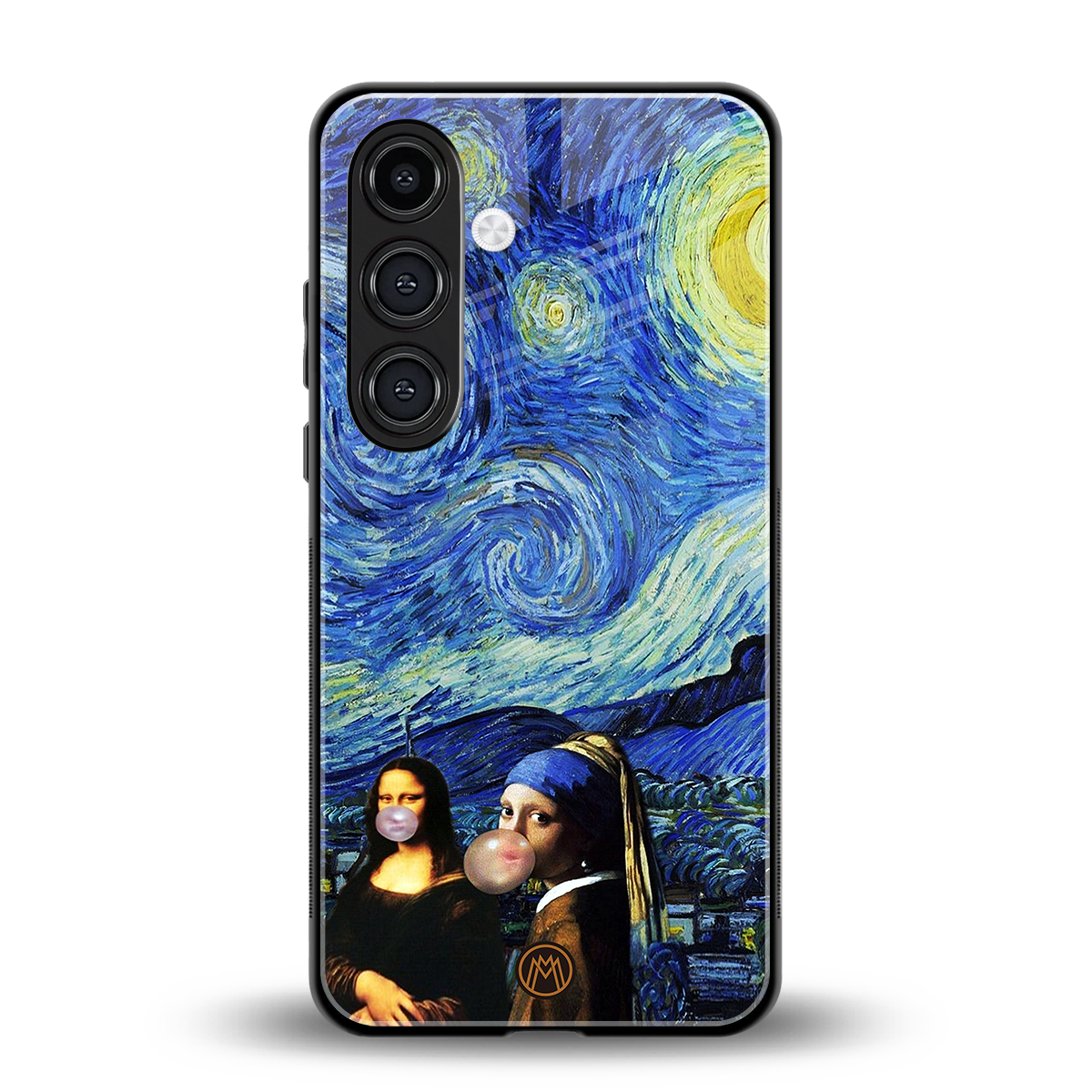 mona lisa starry night back phone cover | glass case for samsung galaxy s24 fe