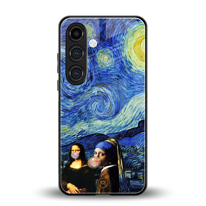 mona lisa starry night back phone cover | glass case for samsung galaxy s24 fe