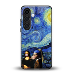 mona lisa starry night back phone cover | glass case for samsung galaxy s25 plus