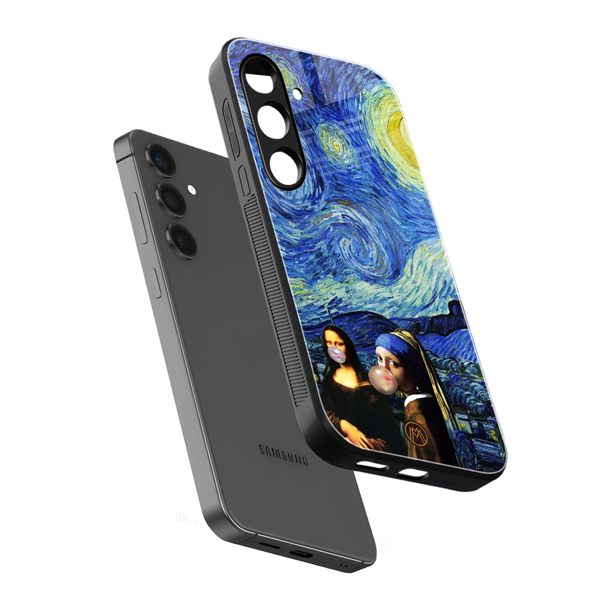 mona lisa starry night back phone cover | glass case for samsung galaxy s25 plus