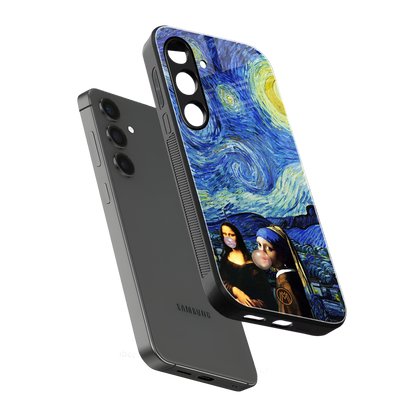 mona lisa starry night back phone cover | glass case for samsung galaxy s24 plus