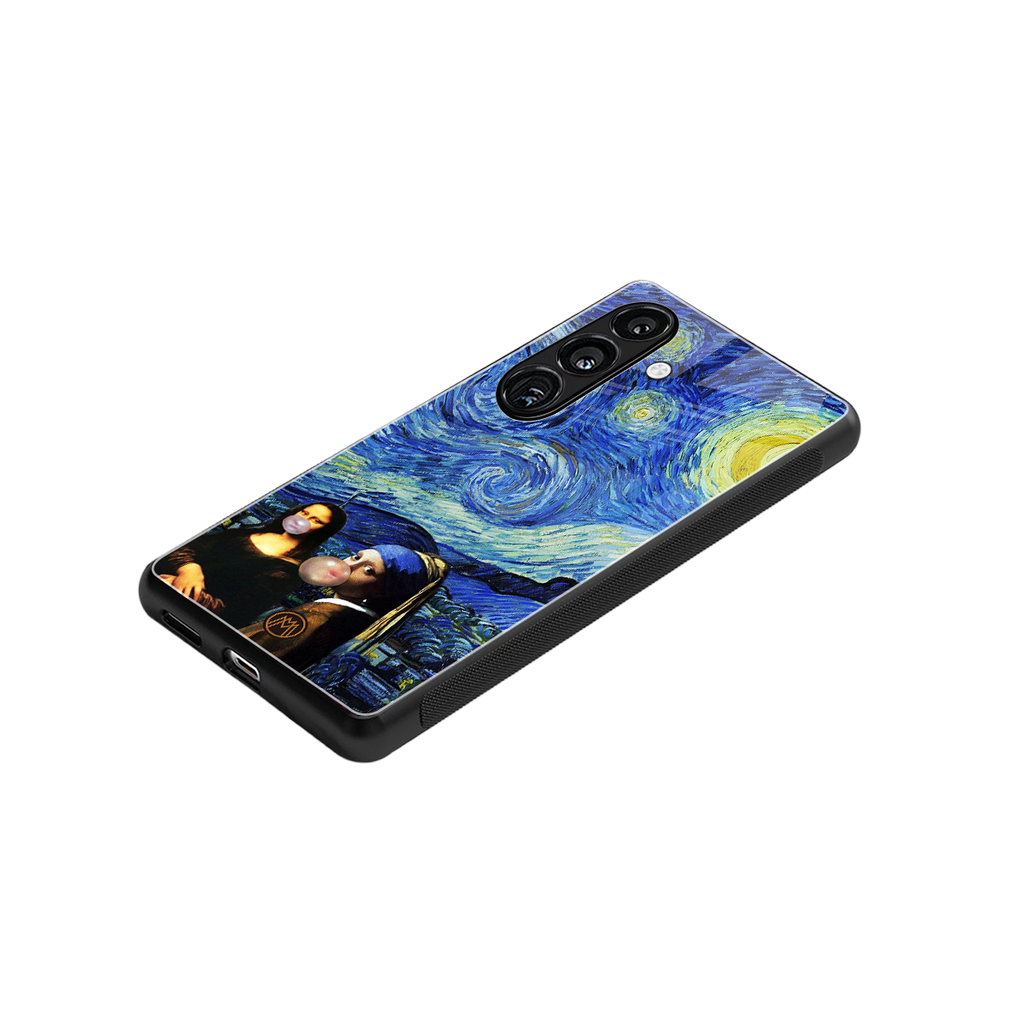 mona lisa starry night back phone cover | glass case for samsung galaxy s25