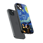mona lisa starry night back phone cover | glass case for iphone 15
