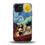 mona lisa x van gogh back phone cover | glass case for iphone 13 mini
