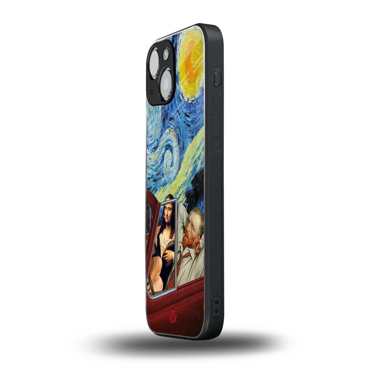 mona lisa x van gogh back phone cover | glass case for iphone 13 mini