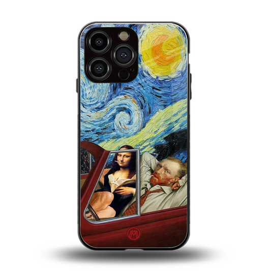 mona lisa x van gogh back phone cover | glass case for iphone 13 pro max