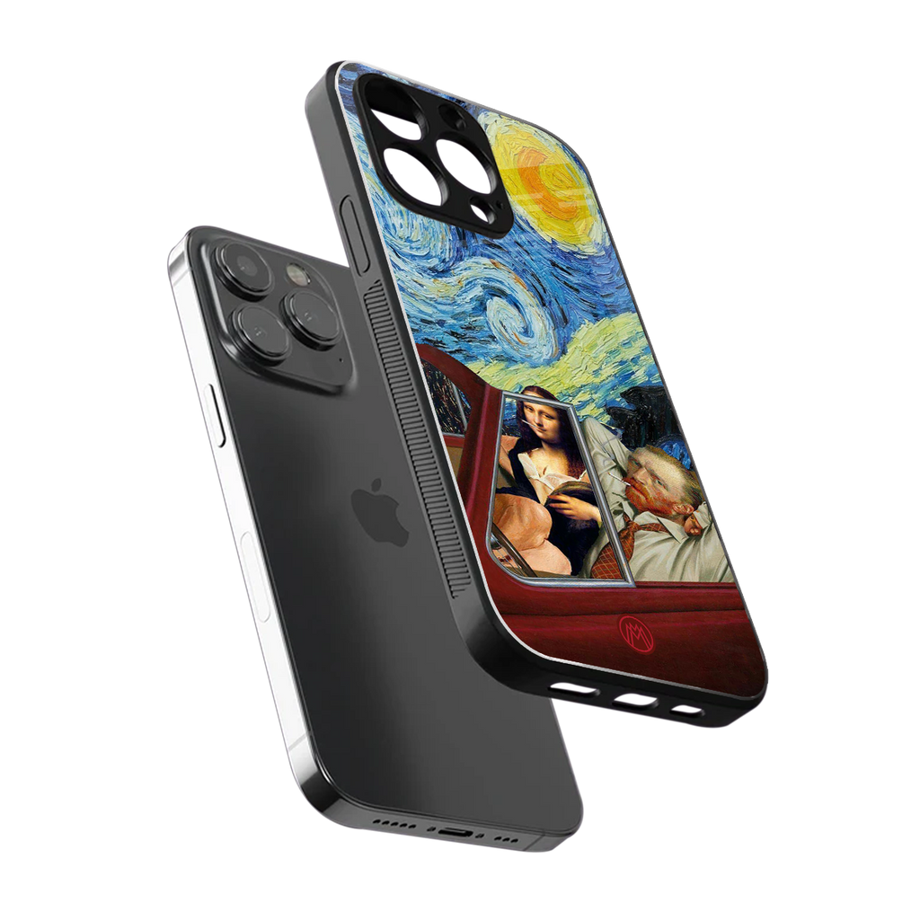 mona lisa x van gogh back phone cover | glass case for iphone 13 pro max