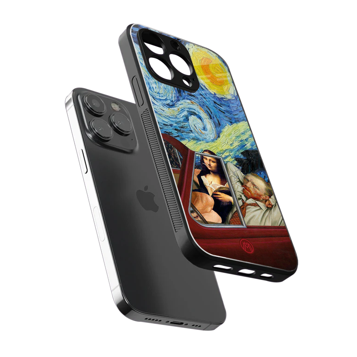 mona lisa x van gogh back phone cover | glass case for iphone 13 pro max