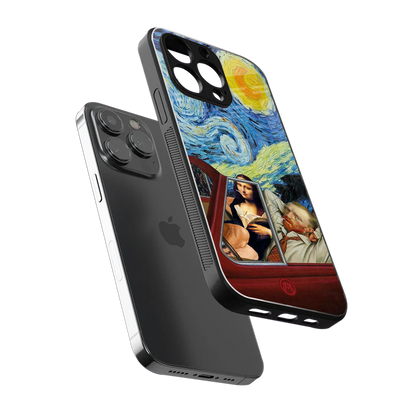 mona lisa x van gogh back phone cover | glass case for iphone 13 pro max