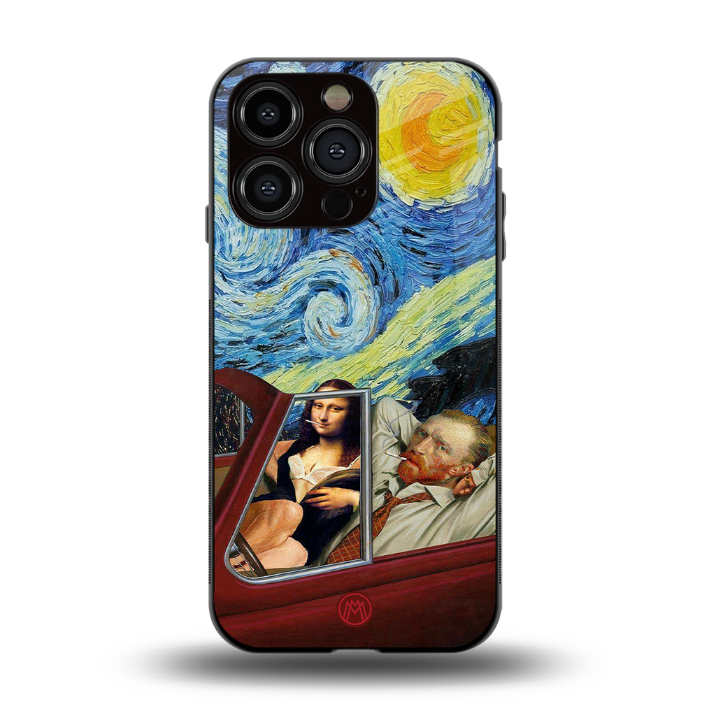 mona lisa x van gogh back phone cover | glass case for iphone 13 pro