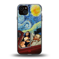 mona lisa x van gogh back phone cover | glass case for iphone 15 plus