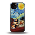mona lisa x van gogh back phone cover | glass case for iphone 14 plus