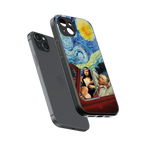 mona lisa x van gogh back phone cover | glass case for iphone 15 plus